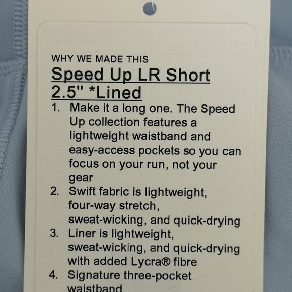 NWT LULULEMON BLEN Light Blue LTWT Speed Up Low Rise 2.5" Lined Shorts 8 - Picture 8 of 8